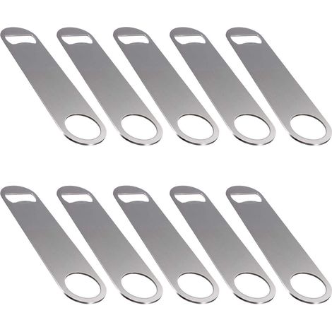 Lot de 10 décapsuleurs plats en acier inoxydable avec poignée revêtue Argenté (1/4)
