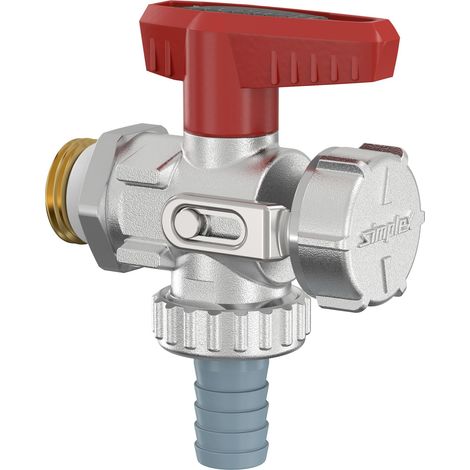 Flamco KFE-Kugelhahn Eck G 1/2" Außengewinde PN 16 Messing vernickelt mit Schlauchverschraubung (1/4)