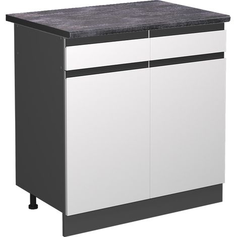 Mobiletto base per cucina R-Line, Bianco, 80 cm , PL Antracite, Vicco