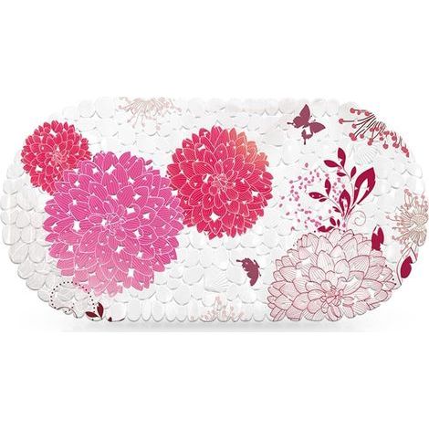 Non-slip bath mat, hydrangea, non-slip bath mat, with suction cups, washable, L x W: 36 x 68 cm, green (1/5)