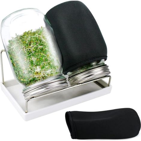1 - Kit Culture Germes - Bouteille Verre - Système Drainage Et Circulation Air - Pour Soja Luzerne Haricots - Cuisine Domestique - Blanc - 2 Pièces
