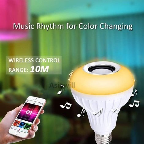 Ampoule LED E27 12W RVB Bluetooth Luminaire Couleur sans Fil Lecture de Musique Lampe avec Télécommande (1/4)