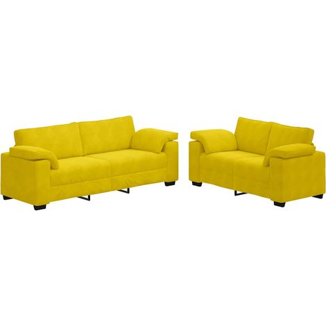 2-teiliges Sofa-Set mit Kissen, gelber Samt vidaXL (1/5)