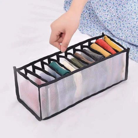Irovami Organisateur de tiroir de rangement pour vêtements en maille de nylon, gris, 32 x 12 x 12 cm