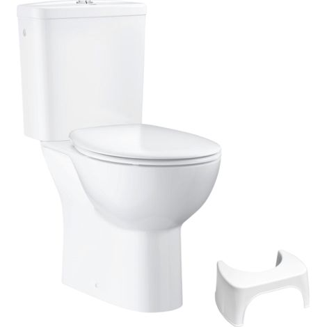 PACK WC avec bride à poser GROHE Bau Ceramic + Tabouret physiologique plastique Blanc