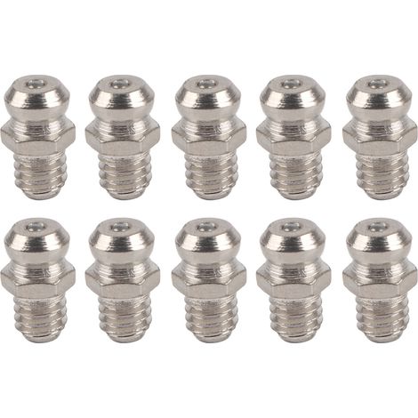 Packung mit 10 vernickelten Fettpressennippeln, Typ M6 gerade (01) – Hochfestes Metall-Schmierstoffzubehör (1/5)