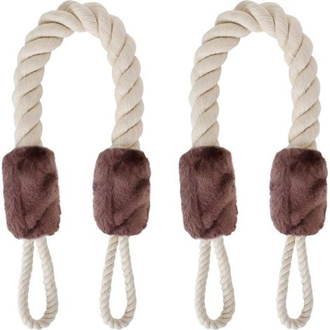 Paquete de 2 fundas protectoras para topes/clips de puerta de cuerda de algodón marrón (1/5)