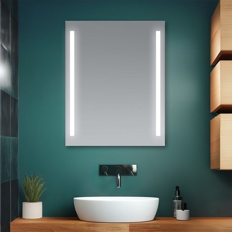 Specchio bagno 60x80 cm con LED laterali e installazione reversibile (1/5)