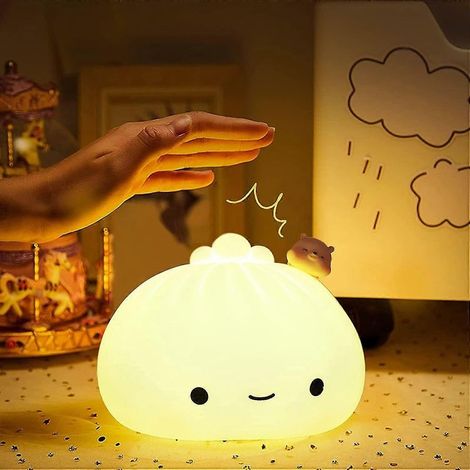 Nachtlicht in Form eines Teigtaschen für Kinder, niedliches, farbwechselndes Silikon-Nachtlicht, USB-aufladbar, weiche Lampe für Jungen und Mädchen, Kawaii-Geschenk [jkw] (1/5)