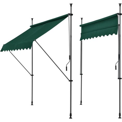 Tenda telescopica in acciaio poliestere 250 x 120 x 200-300 cm verde scuro 030008330