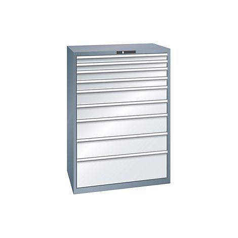 Cajonera con 9 cajones  A x P x H 1023 x 725 x 1450 mm  gris