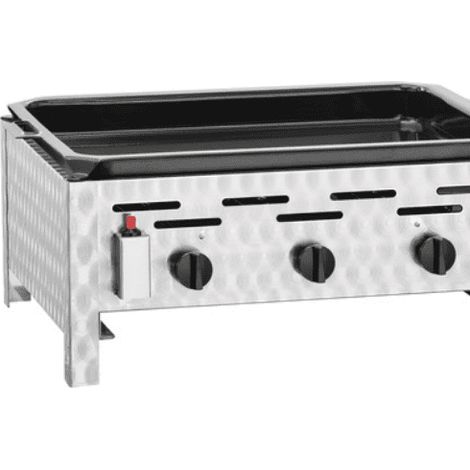 Grill inox combiné d'extérieur à gaz 3 brûleurs, 11 000 W, GAZ LIQUÉFIÉ