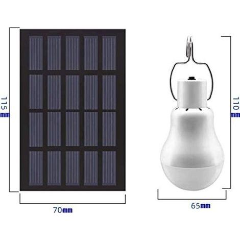 Set mit 2 solarbetriebenen LED-Lampen für Gartenhaus, Taschenlampe, Innenbeleuchtung, Küche, Leselampe mit Solarpanel für Wandern, Camping, Angelzelt und Beleuchtung (1/4)