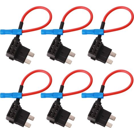 6Pcs 32V Add-A-Circuit Fusible Tap Adaptateur, Porte-fusible Voiture, Adaptateur Porte Standard Lame Ajouter un Circuit Robinet Piggy Back