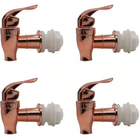 Lot de 4 bouchons de remplacement pour distributeur de boisson, style poussoir argenté, adaptés pour carafe et distributeur d'eau. (1/4)