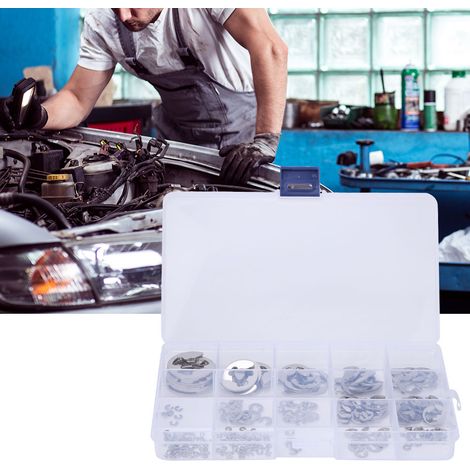 Lot de 225 anneaux élastiques en acier inoxydable 304, type E, tailles 1, 2 à 15, pour fixations (1/5)