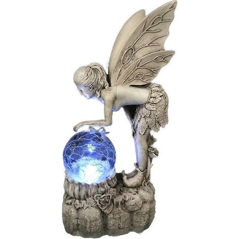 Solarbetriebene Gartenfee, leuchtende Engelsstatue für die Außendekoration, Feengartenfigur mit LED-Beleuchtung.