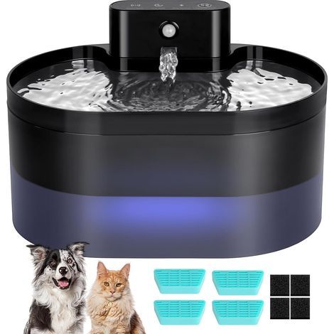 Automatischer Katzenbrunnen, kabelloser Hundebrunnen (2,2 l), ultraleiser Katzenbrunnen, leicht zu reinigender, batteriebetriebener Brunnen (1/5)