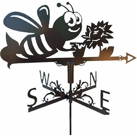 Girouette en Métal Fer Vitesse du Vent Jardin Extérieur Support Temps Vitesse du Vent - Abeille, (1/4)