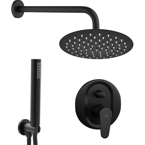 Set doccia completo tondo nero opaco Lizzy con soffione 20 cm e kit doccia incasso (1/5)