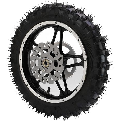2,5-10 Offroad-Motorrad-Hinterrad mit Metallgummi, Scheibe, Ritzel, Lager, Felge und Reifen, montiert für Mini-Pitbike (1/5)