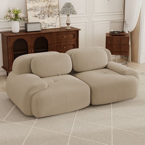 Canapé d'angle modulable,canapé 2 places,canapé convertible,canapé compressible,tissu en velours côtelé, rembourrage en mousse haute densité 32D,aucun assemblage requis, aucun cadre nécessaire