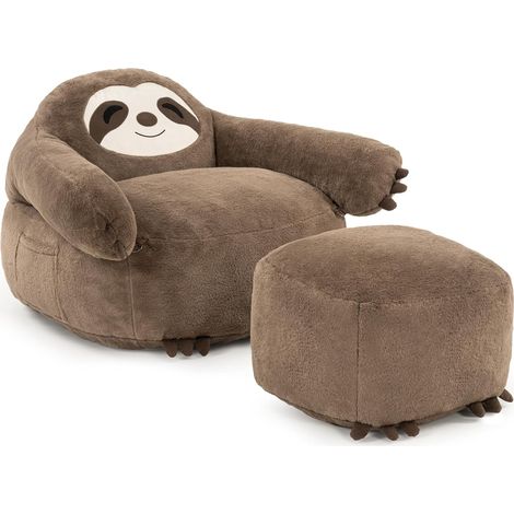 Pouf en forme de paresseux avec repose-pieds pouf avec rembourrage fauteuil de relaxation ergonomique canapé moelleux pour le salon la chambre à coucher et la salle de jeux (1/5)