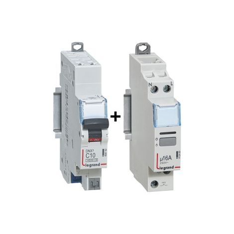 Legrand - Tu00e9lu00e9rupteur CX3 silencieux unipolaire 16A - 230V + Disjoncteur 10A DNX3 AUTO - Ru00e9f. : 412400+406782 (1/4)