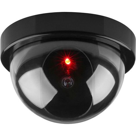 1 caméra de simulation factice dôme de surveillance avec lumière rouge clignotante (noire) (1/5)