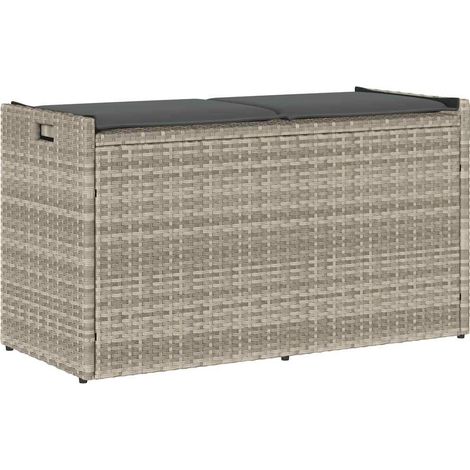 vidaXL Banc de rangement extérieur coussin gris clair 100 cm polyrotin (1/5)