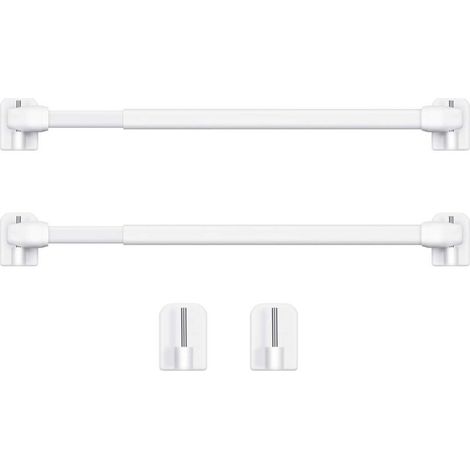 Kaelt - Tringle à Rideau en Plastique Réglable Tringle à Rideau Extensible pour Fenêtre Barres d'Armoire Tige de Tension Crochets de Tringle à Rideau Adhésive, 40-60cm (Blanc,2pcs) (1/5)