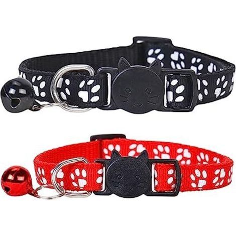 2-Piece Anti-Strangle Kitten Collar, Adjustable Cat Collar for Kittens and Puppies with Bell and Safety Buckle, 19-32cm (1/5)