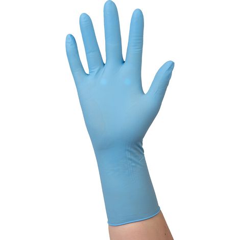 Gants Nitrile Coverfeel Care Long Sans Poudre - Made in France - Bleu - Boïte de 100 - Taille L-9 - MEDICOM