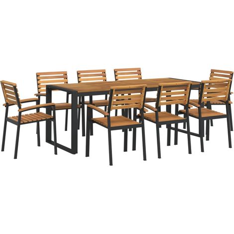 Maison Exclusive - 9-tlg. Garten-Essgruppe Massivholz Akazie und