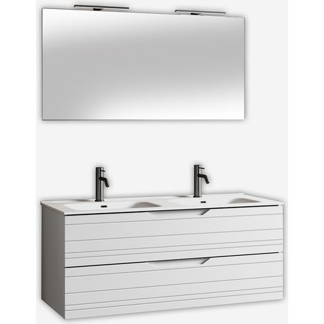 Mobile bagno sospeso doppio lavabo 120 cm Solmira - Bianco