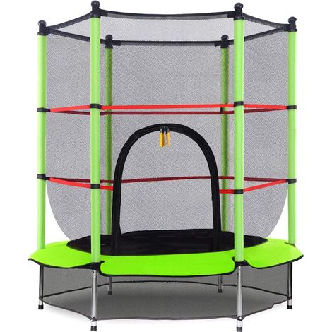 Costway – Trampoline rond 140 cm – Filet de sécurité – Échelle incluse – Corde élastique pour sécurité accrue – Utilisation intérieure et extérieure