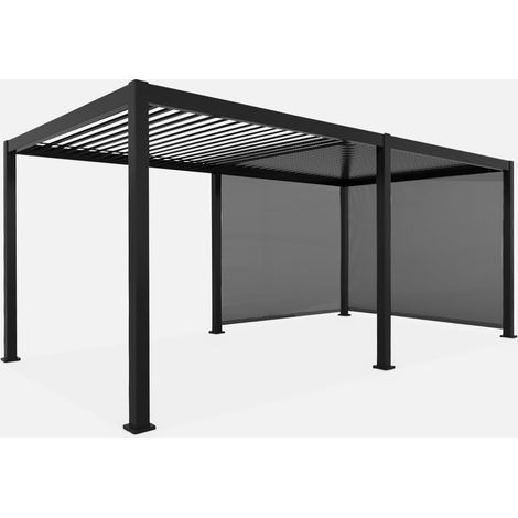 Pérgola bioclimática 3x6m +  2 toldos verticales de 3m