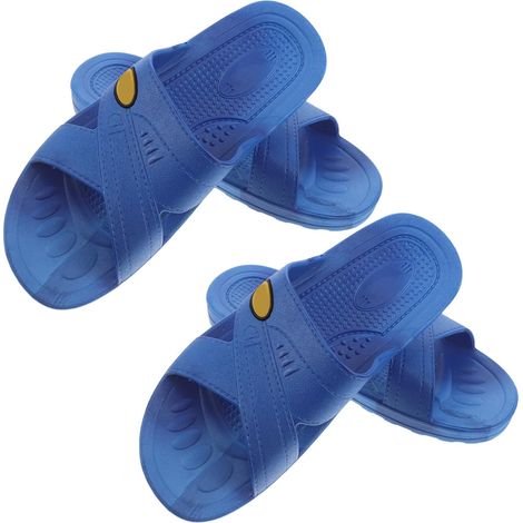 2 Paires Chaussures de Sécurité Antistatiques Bleu pour Salle Blanche, Légères et Faciles à Nettoyer, Adaptées aux Laboratoires Électroniques Sensibles, Taille 38, Lot (1/5)