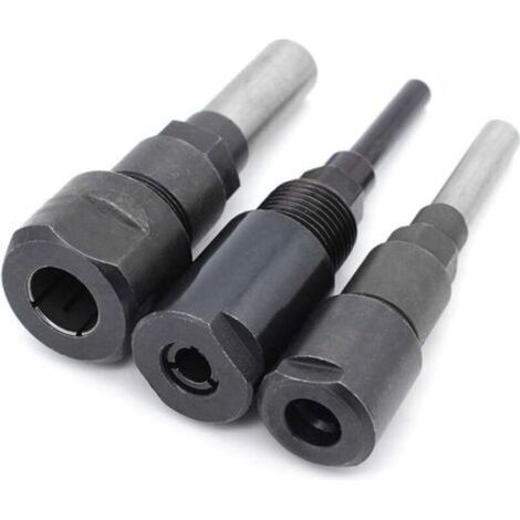 Fraise pour défonceuse, affleureuse et toupie 3Pcs Router Collet Extension Bit de routeur Extension de collet et rognage Découpage Machine de gravure Extender Porte-mandrin de travail du bois Fraise 1 (1/5)