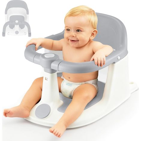 Trintion Baby Bath Seat, Non-Slip Soft Toddler Bath Chair 6 Months Plus with Suction Cups, Ergonomic Baby Bath Support, Grey (Gray, Upgrade) (1/5)