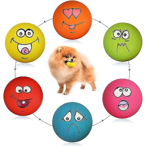 Quietschspielzeug für Hunde, weiche Latex-Quietschbälle für Welpen und Hunde, 6 Stück (1/5)