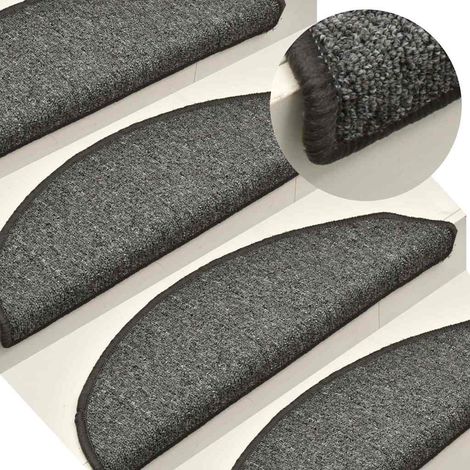 vidaXL Felpudos para escaleras 15 unidades 56 x 17 x 3 cm Gris y Negro semicirculares (1/5)