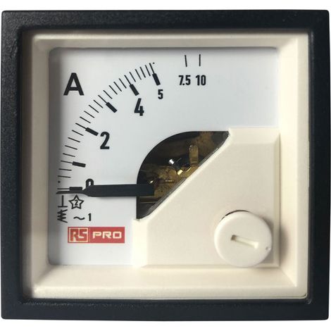 Ampèremètre analogique de panneau V c.a. RS PRO, Echelle 10 (Input, Scale)A, 45mm x 48mm ( Prix pour 1 ) (1/3)