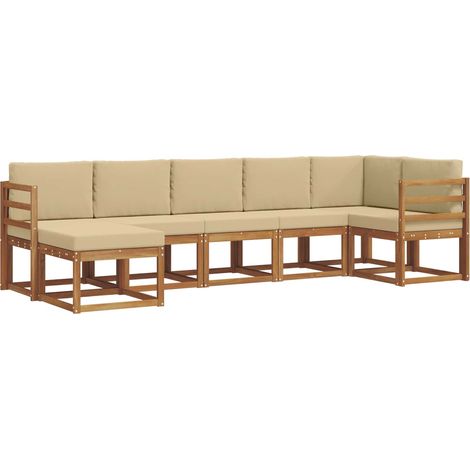 Outdoor Sofa Set with Cushion 7 pcs Natural and Beige vidaXL (1/5)