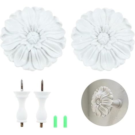 Crochet d'embrasse de rideau en forme de marguerite, embrasse de rideau en gaze de voile, crochets muraux antiques - Blanc