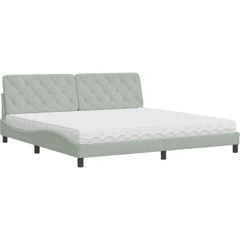 Maison Exclusive - Bett mit Matratze Hellgrau 200x200 cm Samt (1/5)