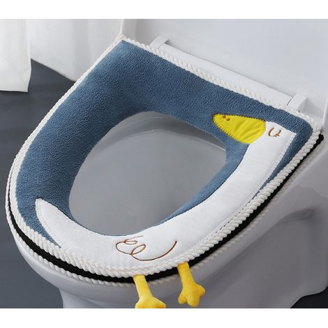 Toilettensitzbezug, universelle Toilettensitzkissen mit Reißverschluss, wasserdichtes, antibakterielles Toilettensitzkissen aus Leder, Blau