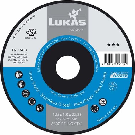 Disco da taglio Lukas-Erzett T41 125 mm 1 mm alta stabilità