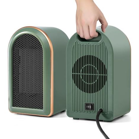 Chauffage électrique portable, petit radiateur, céramique PTC à économie d'énergie, chauffage silencieux, 1200W, vert (1/5)