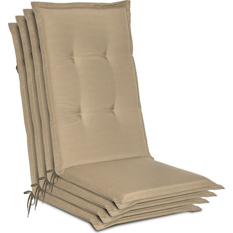 Beautissu Set de 4 Matelas Coussin pour Chaise Fauteuil de Jardin terrasse Loft HL 120x50x6 cm Nature